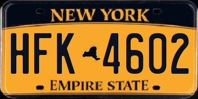 NY license plate HFK4602