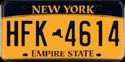 NY license plate HFK4614