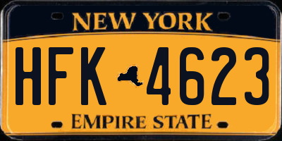 NY license plate HFK4623