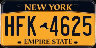 NY license plate HFK4625