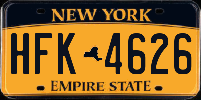 NY license plate HFK4626