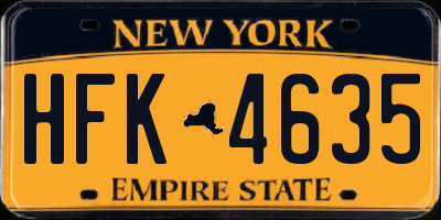 NY license plate HFK4635