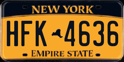 NY license plate HFK4636