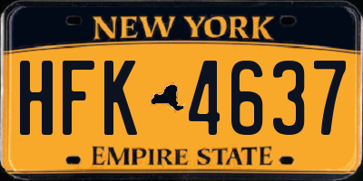 NY license plate HFK4637