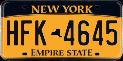 NY license plate HFK4645