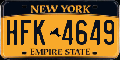 NY license plate HFK4649