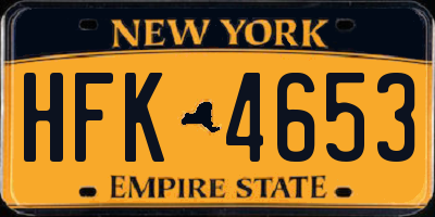NY license plate HFK4653