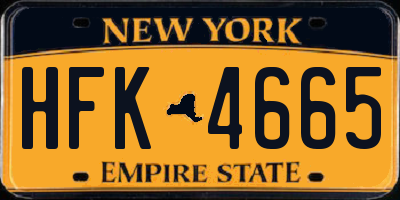 NY license plate HFK4665