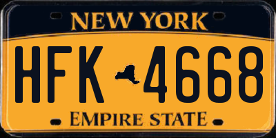 NY license plate HFK4668