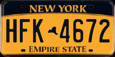 NY license plate HFK4672