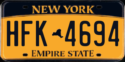 NY license plate HFK4694