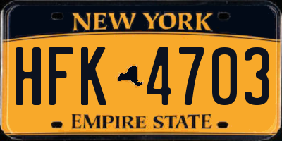 NY license plate HFK4703