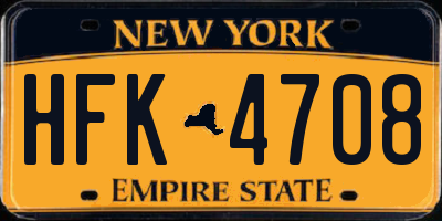 NY license plate HFK4708
