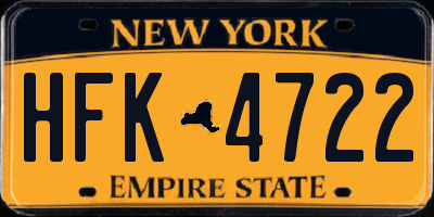 NY license plate HFK4722