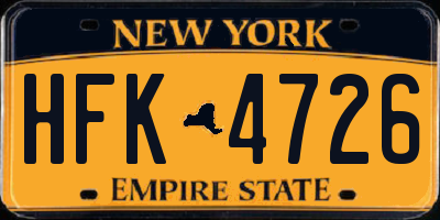 NY license plate HFK4726