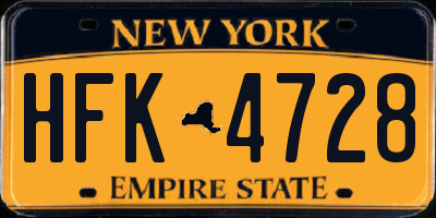 NY license plate HFK4728