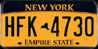 NY license plate HFK4730