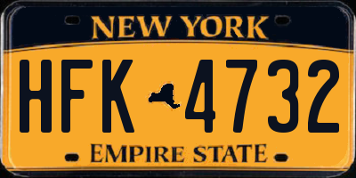 NY license plate HFK4732