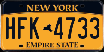 NY license plate HFK4733