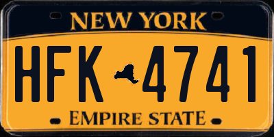 NY license plate HFK4741