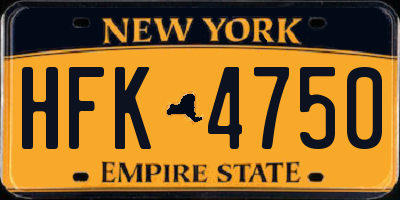NY license plate HFK4750