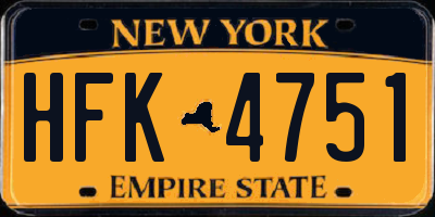 NY license plate HFK4751