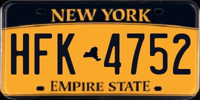 NY license plate HFK4752
