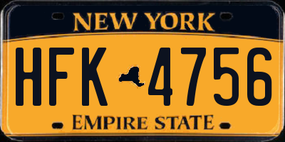 NY license plate HFK4756
