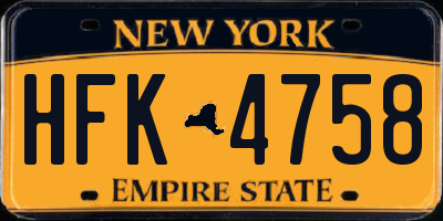 NY license plate HFK4758