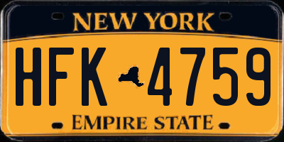 NY license plate HFK4759
