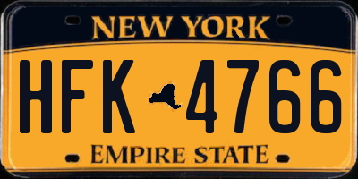 NY license plate HFK4766