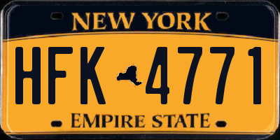 NY license plate HFK4771