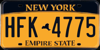 NY license plate HFK4775