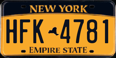 NY license plate HFK4781