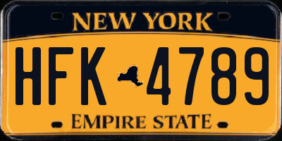 NY license plate HFK4789