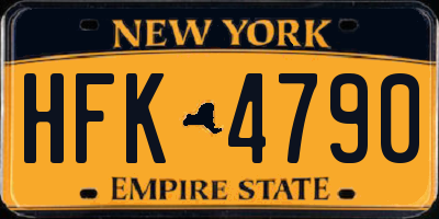 NY license plate HFK4790