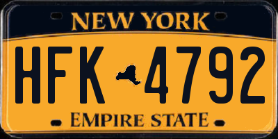 NY license plate HFK4792