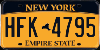 NY license plate HFK4795