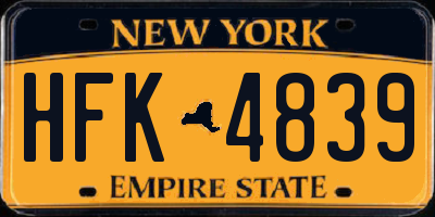 NY license plate HFK4839
