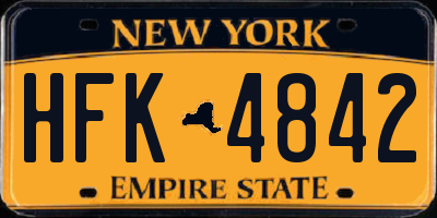 NY license plate HFK4842