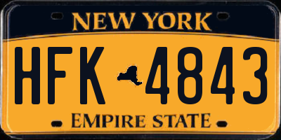 NY license plate HFK4843
