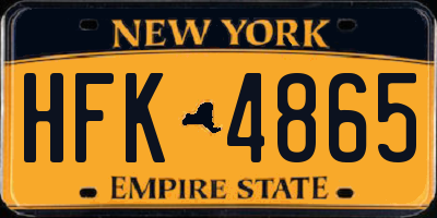 NY license plate HFK4865
