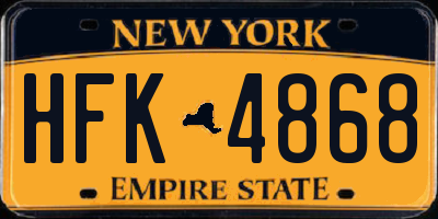 NY license plate HFK4868