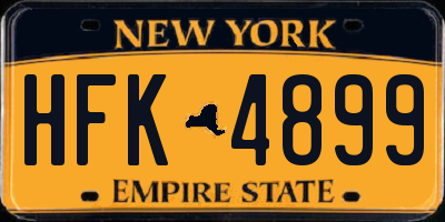 NY license plate HFK4899