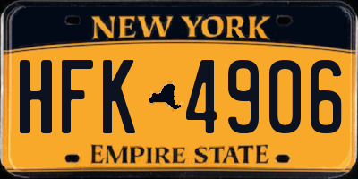 NY license plate HFK4906
