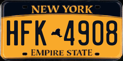 NY license plate HFK4908