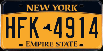 NY license plate HFK4914