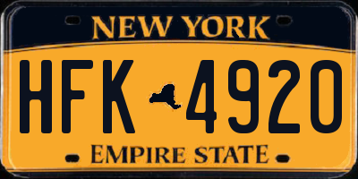 NY license plate HFK4920