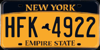 NY license plate HFK4922
