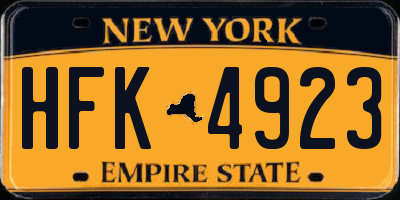 NY license plate HFK4923